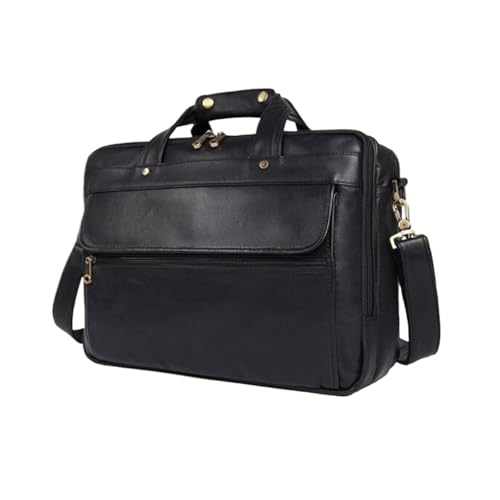 UZOURI Herren-Notebook-Computertaschen Handtaschen Leder-Laptoptaschen Aktentaschen Umhängetaschen Schultertaschen(Black) von UZOURI
