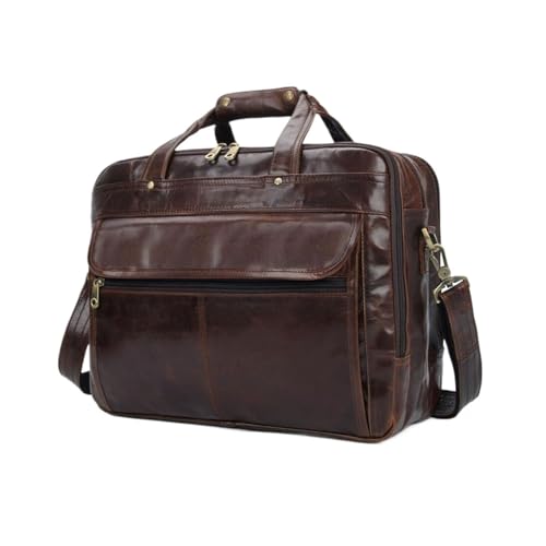 UZOURI Herren-Notebook-Computertaschen Handtaschen Leder-Laptoptaschen Aktentaschen Umhängetaschen Schultertaschen(Brown) von UZOURI