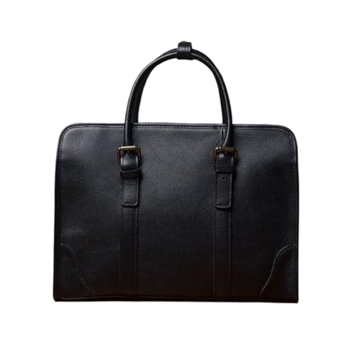 UZOURI Herren-Notebook-Computertaschen Leder-Laptoptaschen Schultertaschen Handtaschen Business-Aktentaschen(Black) von UZOURI