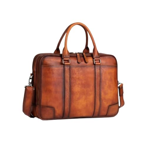 UZOURI Herren-Notebook-Computertaschen Leder-Laptoptaschen Schultertaschen Tragetaschen Aktentaschen Handtaschen(Brown) von UZOURI