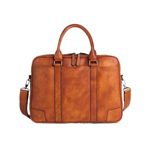 UZOURI Herren-Notebook-Computertaschen Leder-Laptoptaschen Schultertaschen Tragetaschen Aktentaschen Handtaschen(Yellow) von UZOURI