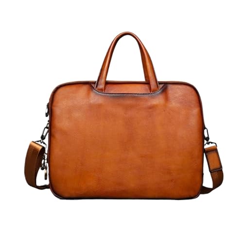 UZOURI Herren-Tragetaschen Laptoptaschen Aktentaschen Messenger-Schultertaschen Echtes Leder Gepäck Handtaschen(Yellow) von UZOURI