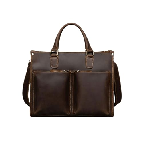 UZOURI Herren-Umhängetaschen, Handtaschen, Aktentaschen, Leder-Laptoptaschen, Notebook-Computertaschen(Brown) von UZOURI