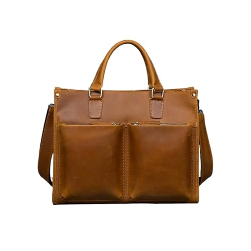 UZOURI Herren-Umhängetaschen, Handtaschen, Aktentaschen, Leder-Laptoptaschen, Notebook-Computertaschen(Yellow) von UZOURI