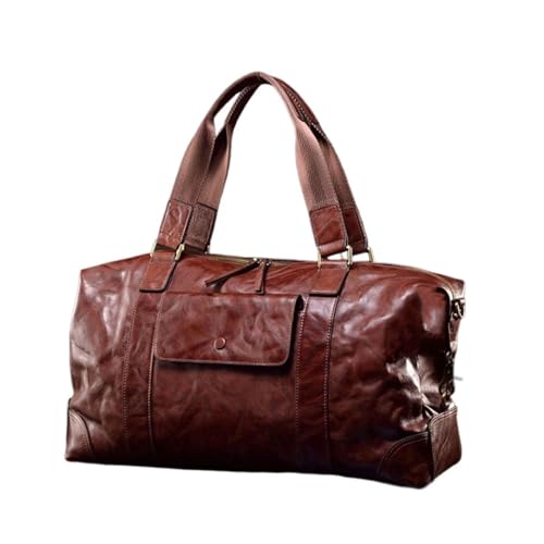 UZOURI Herrengepäck Reisehandtaschen Aktentaschen Echtes Leder Messenger Schultertaschen Laptoptaschen 18,9 Zoll(Brown) von UZOURI