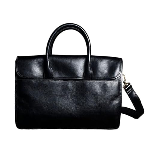 UZOURI Herrenhandtaschen Aktentaschen Leder Laptoptaschen Notebook Computertaschen Umhängetaschen(Black) von UZOURI