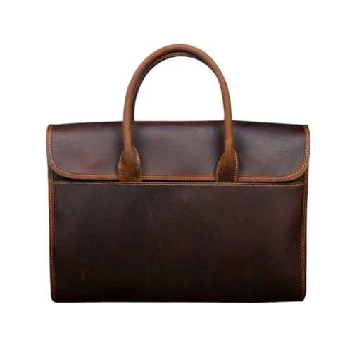 UZOURI Herrenhandtaschen Aktentaschen Leder Laptoptaschen Notebook Computertaschen Umhängetaschen(Brown) von UZOURI