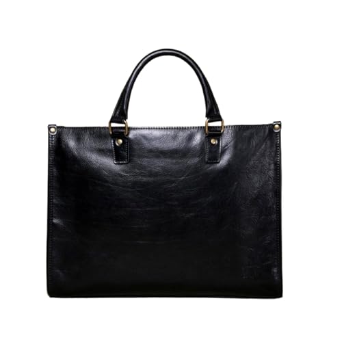 UZOURI Herrenhandtaschen Business-Aktentaschen Echtes Leder Laptoptaschen Tragetaschen Computertaschen(Black) von UZOURI