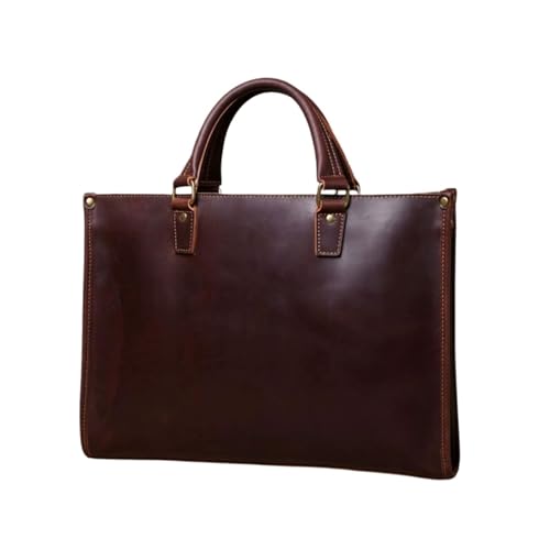 UZOURI Herrenhandtaschen Business-Aktentaschen Echtes Leder Laptoptaschen Tragetaschen Computertaschen(Brown) von UZOURI