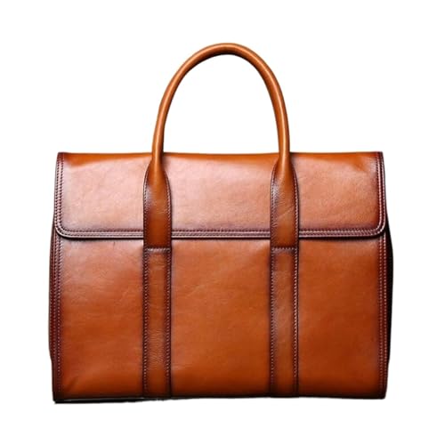 UZOURI Herrenhandtaschen Messenger Schultertaschen Echtes Leder Laptoptaschen Aktentaschen Umhängetaschen(Yellow) von UZOURI