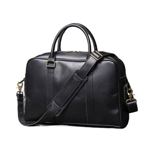 UZOURI Herrenhandtaschen Schultertaschen Echtes Leder Laptoptaschen Notebook Computertaschen Aktentaschen(Black) von UZOURI