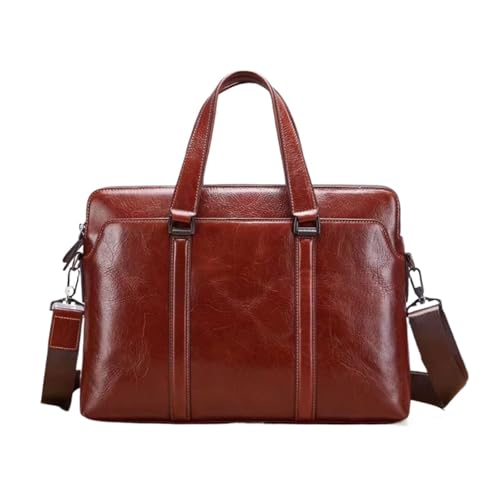 UZOURI Herrenhandtaschen aus echtem Leder Laptoptaschen Tragetaschen Computertaschen Business-Aktentaschen(Brown) von UZOURI