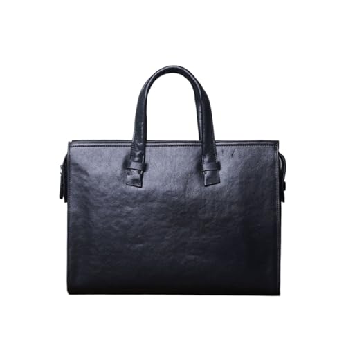 UZOURI Notebook-Computertaschen Herren Business Laptoptaschen Echtes Leder Schultertaschen Handtaschen Aktentaschen(Black) von UZOURI