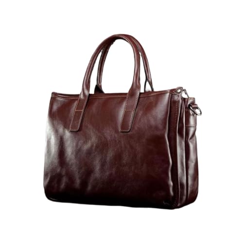 UZOURI Notebook-Computertaschen Herren Echtleder Aktentaschen Laptoptaschen Handtaschen Messenger Schultertaschen(Brown) von UZOURI