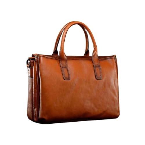 UZOURI Notebook-Computertaschen Herren Echtleder Aktentaschen Laptoptaschen Handtaschen Messenger Schultertaschen(Yellow) von UZOURI