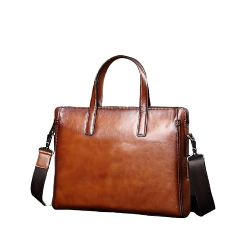 UZOURI Notebook-Computertaschen Herren Echtleder-Schultertaschen Handtaschen Aktentaschen Business-Laptop-Taschen(Yellow) von UZOURI
