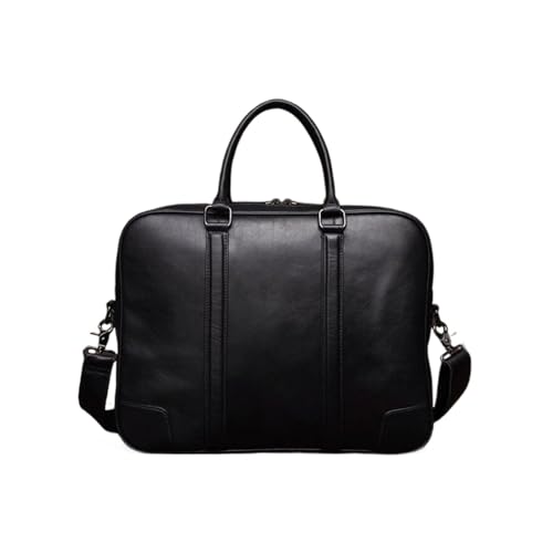 UZOURI Retro Business Aktentaschen Handtaschen Leder Laptop Taschen Notebook Computer Taschen Herren Schulter Taschen(Black) von UZOURI