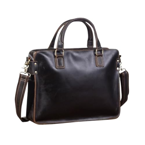 UZOURI Retro Echtleder Handtaschen Messenger Schultertaschen Herren Aktentaschen Computer Laptop Taschen(Brown) von UZOURI