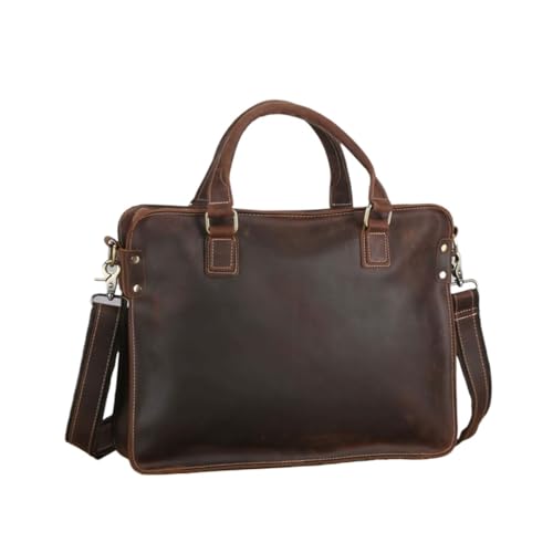 UZOURI Retro Echtleder Handtaschen Messenger Schultertaschen Herren Aktentaschen Computer Laptop Taschen(Yellow) von UZOURI