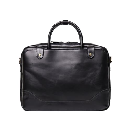 UZOURI Retro Herren Business Aktentaschen Schultertaschen Handtaschen Notebook Computer Taschen Leder Laptop Taschen(Black) von UZOURI