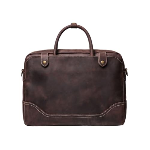 UZOURI Retro Herren Business Aktentaschen Schultertaschen Handtaschen Notebook Computer Taschen Leder Laptop Taschen(Brown) von UZOURI
