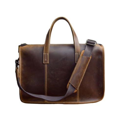 UZOURI Retro Laptop Taschen Herren Gepäck Handtaschen Aktentaschen Echtes Leder Messenger Schulter Taschen von UZOURI