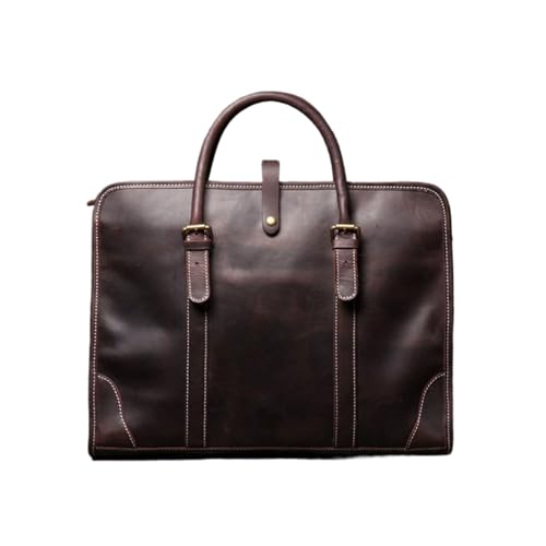 UZOURI Retro Laptoptaschen Herren Business Aktentaschen Umhängetaschen Lederhandtaschen Notebook Computer Taschen(Brown) von UZOURI