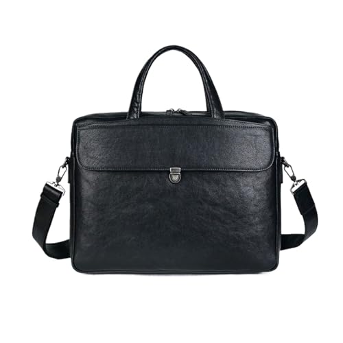UZOURI Retro Notebook Computer Taschen Leder Laptop Taschen Herren Aktentaschen Handtaschen Schulter Taschen(Black) von UZOURI
