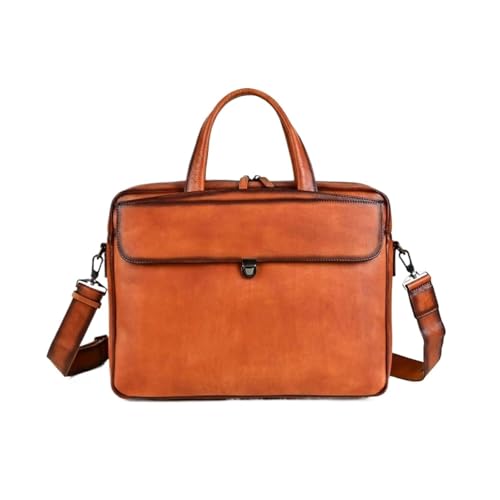 UZOURI Retro Notebook Computer Taschen Leder Laptop Taschen Herren Aktentaschen Handtaschen Schulter Taschen(Brown) von UZOURI