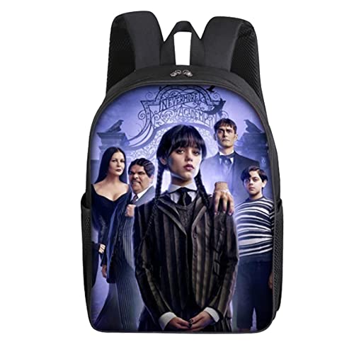 UZSXHJ Addams Rucksack Rucksack Addams Büchertasche Mittwoch Schulbedarf Mittwoch Rucksack Schüler Schultasche Mittwoch Rucksäckes Tasche Schulrucksack 3D Cartoon Modeaccessoire für Kinder von UZSXHJ