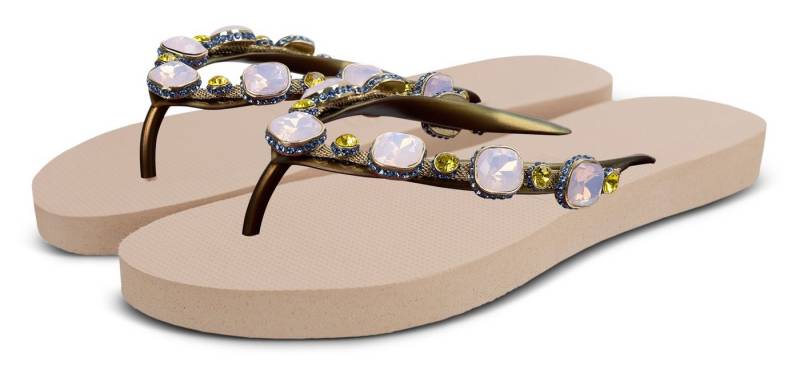 UZURII Copa Cabana Zehentrenner luxuriöse Flip Flops mit aufwendig verziehrten Strasssteinen von UZURII