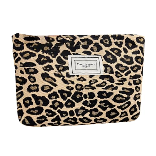 UZYXC 1 Stück Leopardenmuster Kosmetiktasche Damen, Mini Kulturtasche mit Reißverschluss für Reise und Täglicher Gebrauch, Handtasche Organizer Elegant und Leicht mit Innenfach, Weiches Material von UZYXC