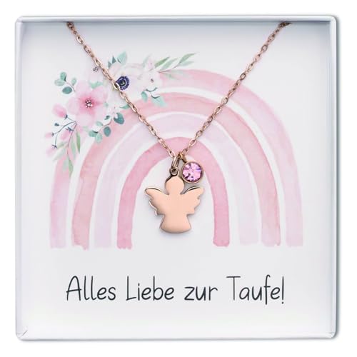 UZYXC Kommunion Geschenke für Mädchen Goldene Schutzengel Halskette - Geschenkbox mit Karte für Taufe und Firmung, Zeitloses Geschenk zur Ersten Heiligen Kommunion von UZYXC