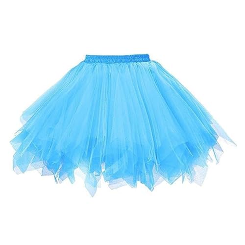 Damen Tüllrock - 3 Lagen Tutu Rock Kostüm - 50er Jahre Rock & Roll Petticoat Karneval Partykleid Karneval Kostüm Tutu Tutu Cosplay Festlicher Minirock (Einheitsgröße, Blau) von Uaben