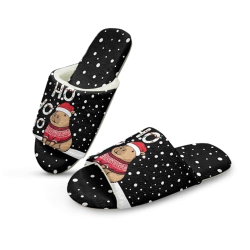 Uacyareni Capybara Plüsch Pantoletten Komfortabel Slipper Hauspantoffeln Warmer Flanell Kuschelige Offene Fersen-38-39 von Uacyareni