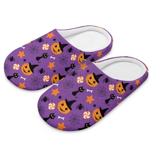 Uacyareni Cartoon-Kürbis Halloween Damen Pantoffeln Cartoon Bequem Flauschig Flach Leichte Freizeit Slipper Komfortabel Hausschuhe Herren-38-39 von Uacyareni