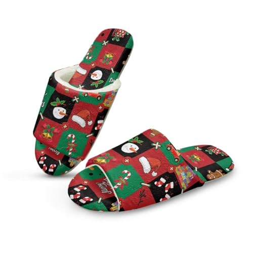 Uacyareni Christmas Pattern Pantoletten Komfortabel Slipper Hauspantoffeln Christmas Pantoffeln Weihnachtshausschuhe Funny Slippers-40-41 von Uacyareni