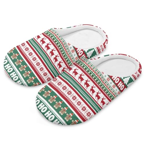 Uacyareni Christmas Pattern Weihnachten Hausschuhe Damen Winter Warme Hausschuhe Für Weich Und Bequem Komfortabel Slippers-44-45 von Uacyareni