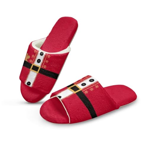 Uacyareni Christmas Pattern Weihnachts Hausschuhe Damen Warm Plüsch Kuschelige Offene Fersen Pantoffeln für Indoor-42-43 von Uacyareni