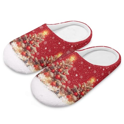 Uacyareni Christmas Tree Hausschuhe Damen Weihnachten Winter Pantoffeln Komfortabel Christmas Pantoffeln Weihnachtshausschuhe Funny Slippers-42-43 von Uacyareni