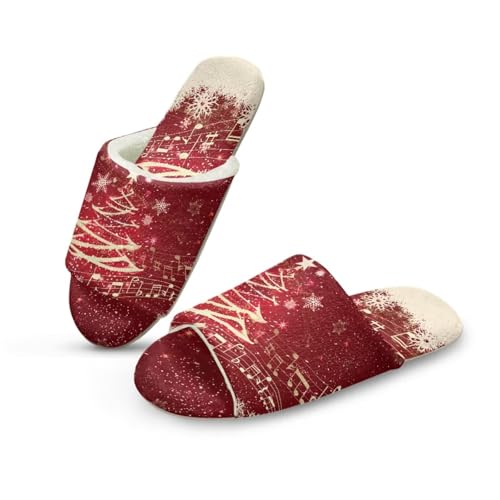 Uacyareni Christmas Tree Plüsch Pantoletten Komfortabel Slipper Hauspantoffeln Christmas Pantoffeln Weihnachtshausschuhe Funny Slippers-46-47 von Uacyareni