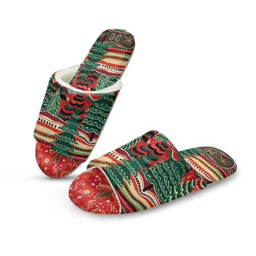 Uacyareni Christmas Tree Weihnachten Hausschuhe Damen Winter Warme Hausschuhe Für Weich Und Bequem Offene Zehen Pantoffeln-36-37 von Uacyareni