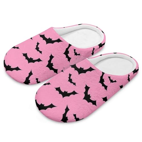 Uacyareni Fledermaus Halloween Hausschuhe Für Damen Herren Winter Plüsch Wärme Pantoffeln Warmer Flanell Hausschuhe Damen-40-41 von Uacyareni