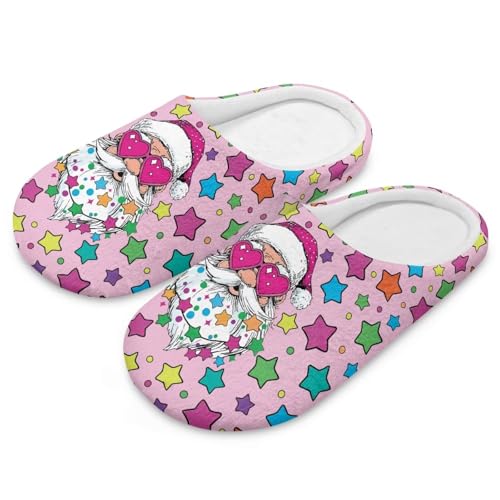 Uacyareni Funny Santa Claus Hausschuhe Damen Weihnachten Winter Pantoffeln Warmer Flanell Christmas Pantoffeln für Frauen-42-43 von Uacyareni