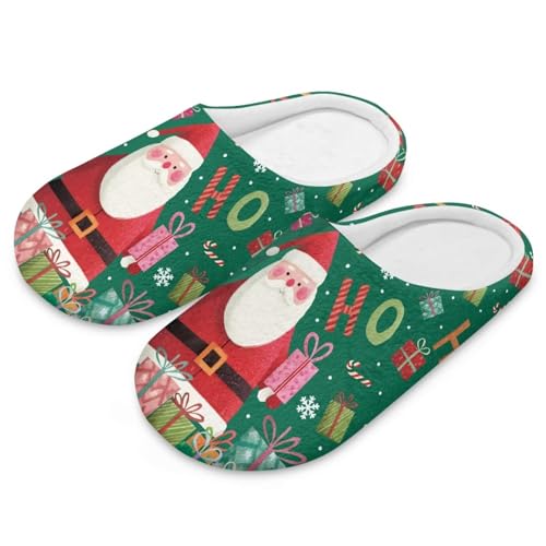 Uacyareni Funny Santa Claus Weihnachts Hausschuhe Damen Warm Plüsch Plüsch Pantoletten Komfortabel Slipper Hauspantoffeln-38-39 von Uacyareni