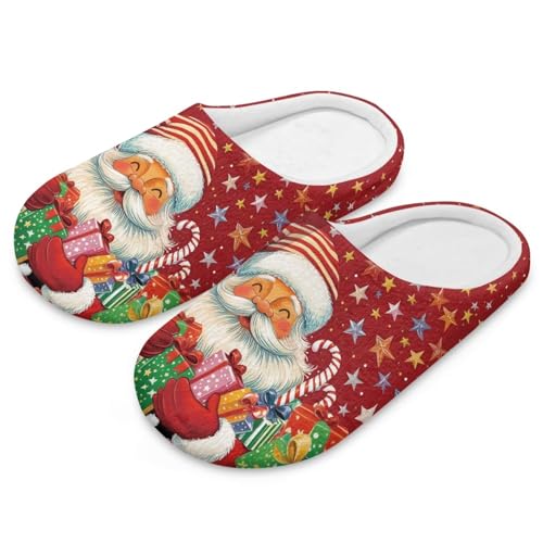 Uacyareni Funny Santa Claus Weihnachts Hausschuhe Damen Warm Plüsch Plüsch Pantoletten Komfortabel Slipper Hauspantoffeln Christmas Slippers-40-41 von Uacyareni