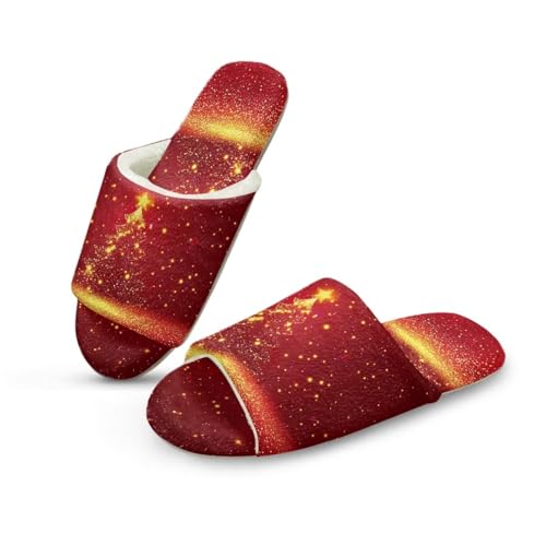 Uacyareni Gold Christmas Tree Weihnachts Hausschuhe Damen Warm Plüsch Kuschelige Offene Fersen Pantoffeln für Indoor-46-47 von Uacyareni
