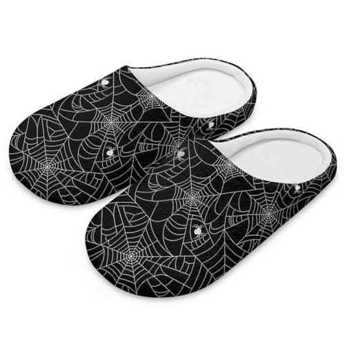 Uacyareni Halloween Damen Pantoffeln Spinnennetz Bequem Flauschig Flach Leichte Freizeit Slipper Hausschuhe Damen-40-41 von Uacyareni