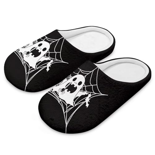 Uacyareni Halloween Hausschuhe Cute Pantoffeln Damen Plüsch Süßer Geist Hausschuhe Damen Cartoon Bequem Flauschig Flach Leichte Freizeit Slipper-38-39 von Uacyareni