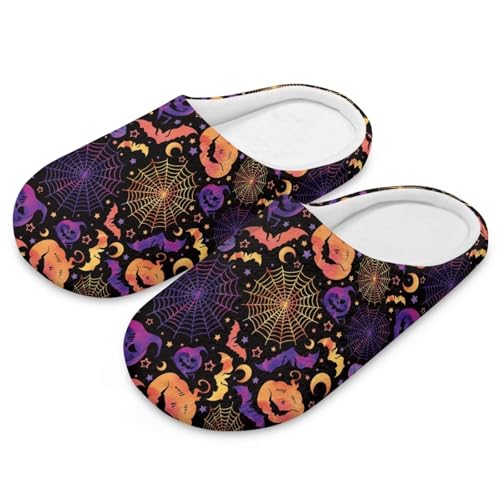 Uacyareni Halloween Hausschuhe Für Damen Herren Spinnennetz Kürbis inter Plüsch Wärme Pantoffeln Hausschuhe Damen Funny Slippers-44-45 von Uacyareni